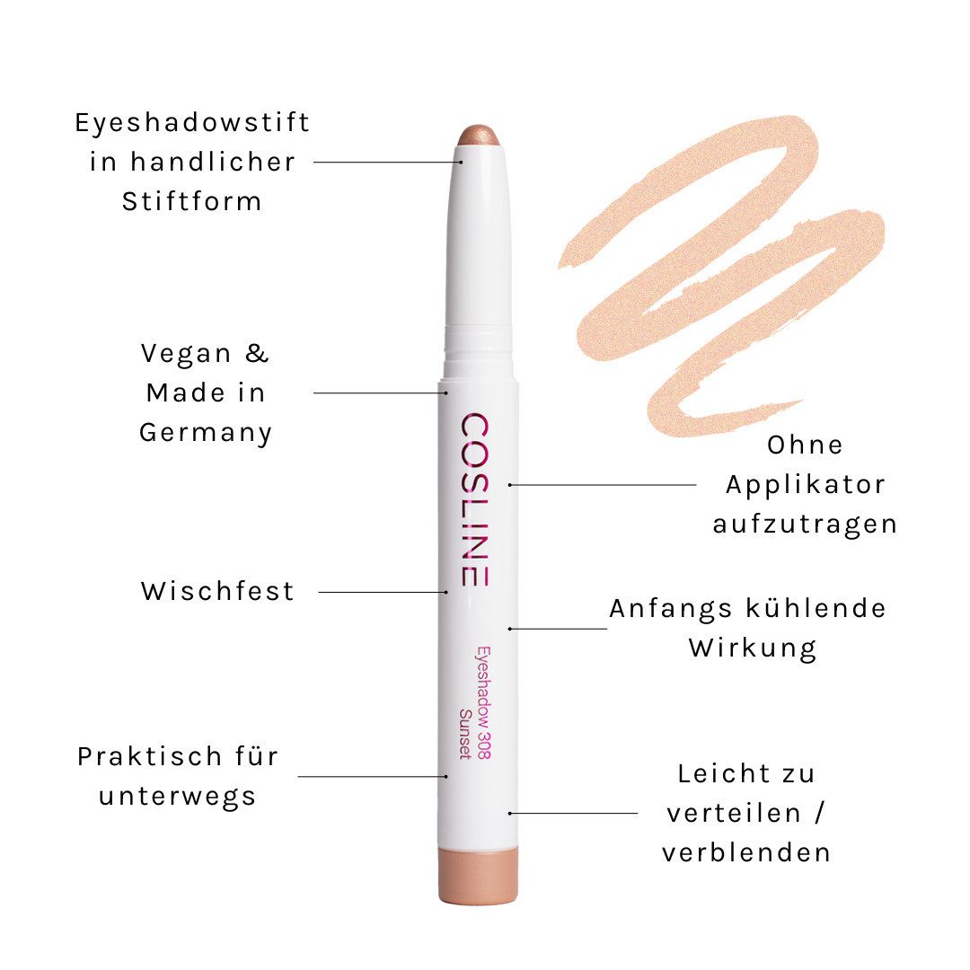 Cosline Cosmetics Lidschatten Eyeshadow, Praktische Stiftform, cremige Textur, langanhaltend, vegan