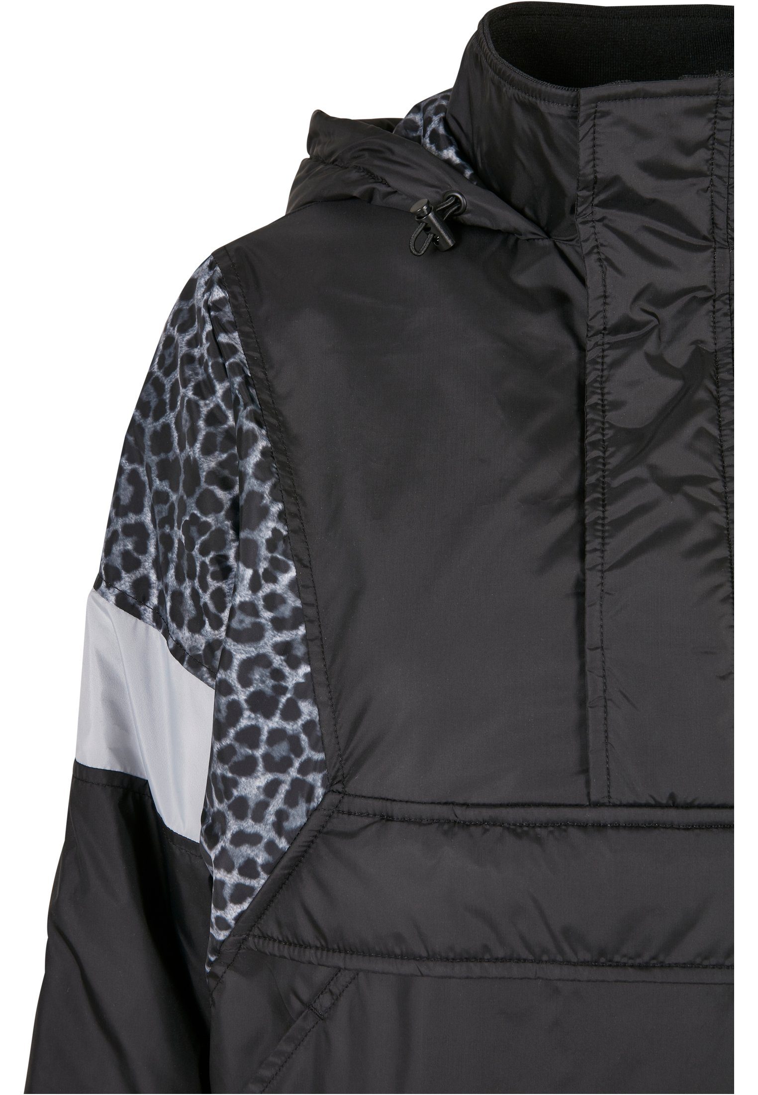 URBAN CLASSICS Outdoorjacke Damen Over Jacket Mixed Ladies AOP (1-St) black/snowleo/lightasphalt Pull