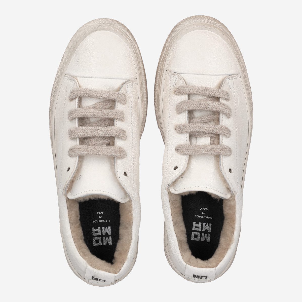 MOMA Moma 83503A-BEMO LATTE, Warmfutter, Schnürschuhe, Weiß, Damen Schnürschuh