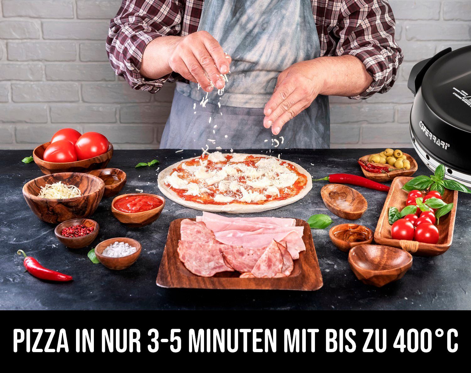 feuerfesten G3Ferrari schwarz, Napoletana Pizzasteinen bis Pizzaofen 2 mit G1003210 Grad 400