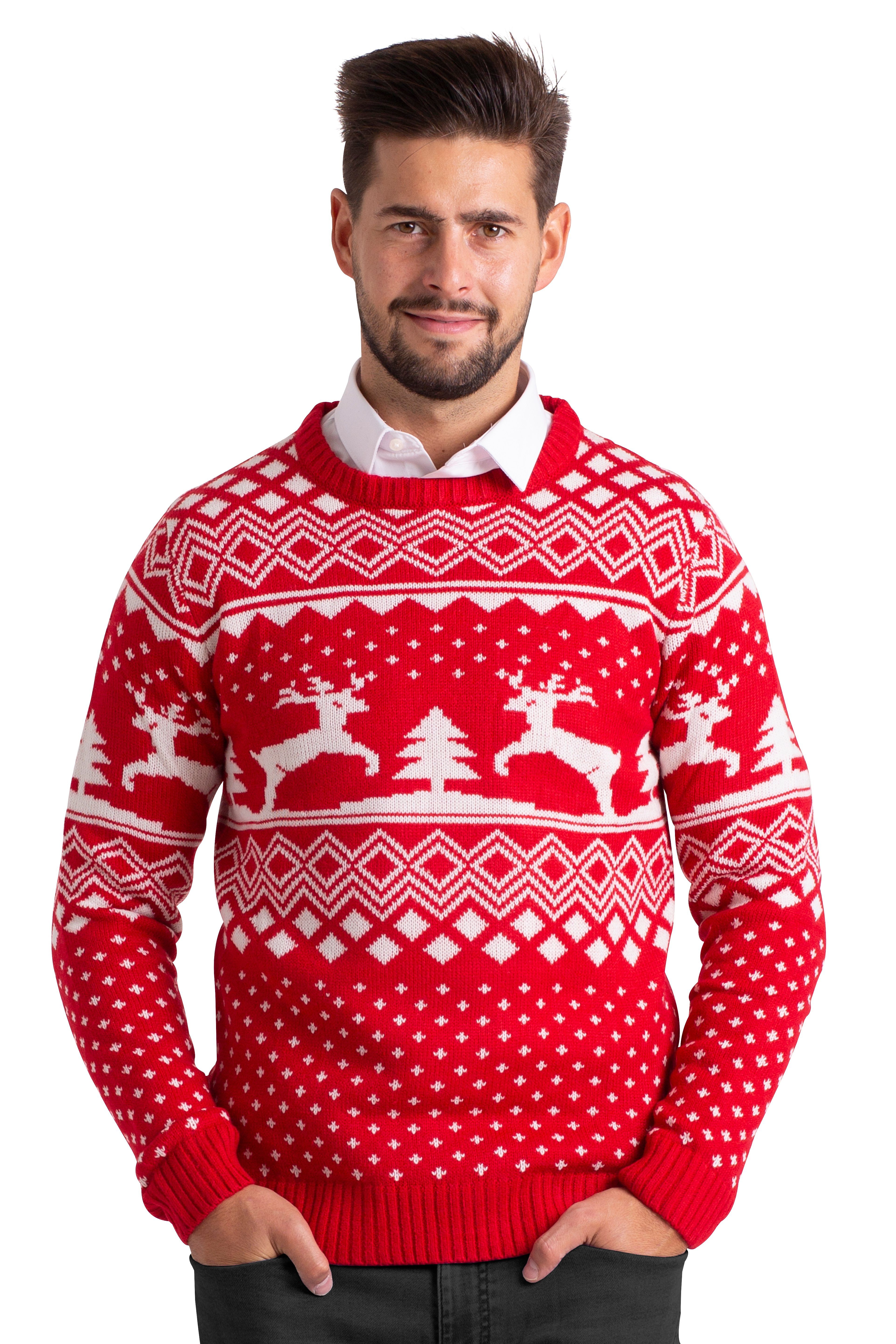 BlauerHafen Weihnachtspullover Herren Weihnachts Pullover lange Ärmel Knit  Rundhals Christmas Jumper