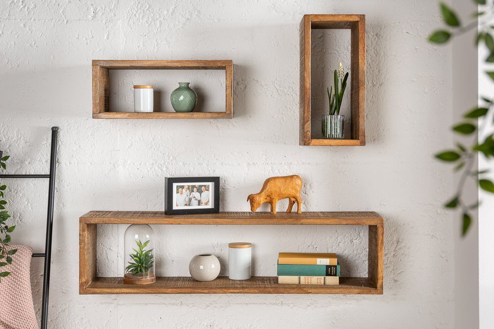 riess-ambiente Wandregal HEMINGWAY 94cm braun, aus Massivholz
