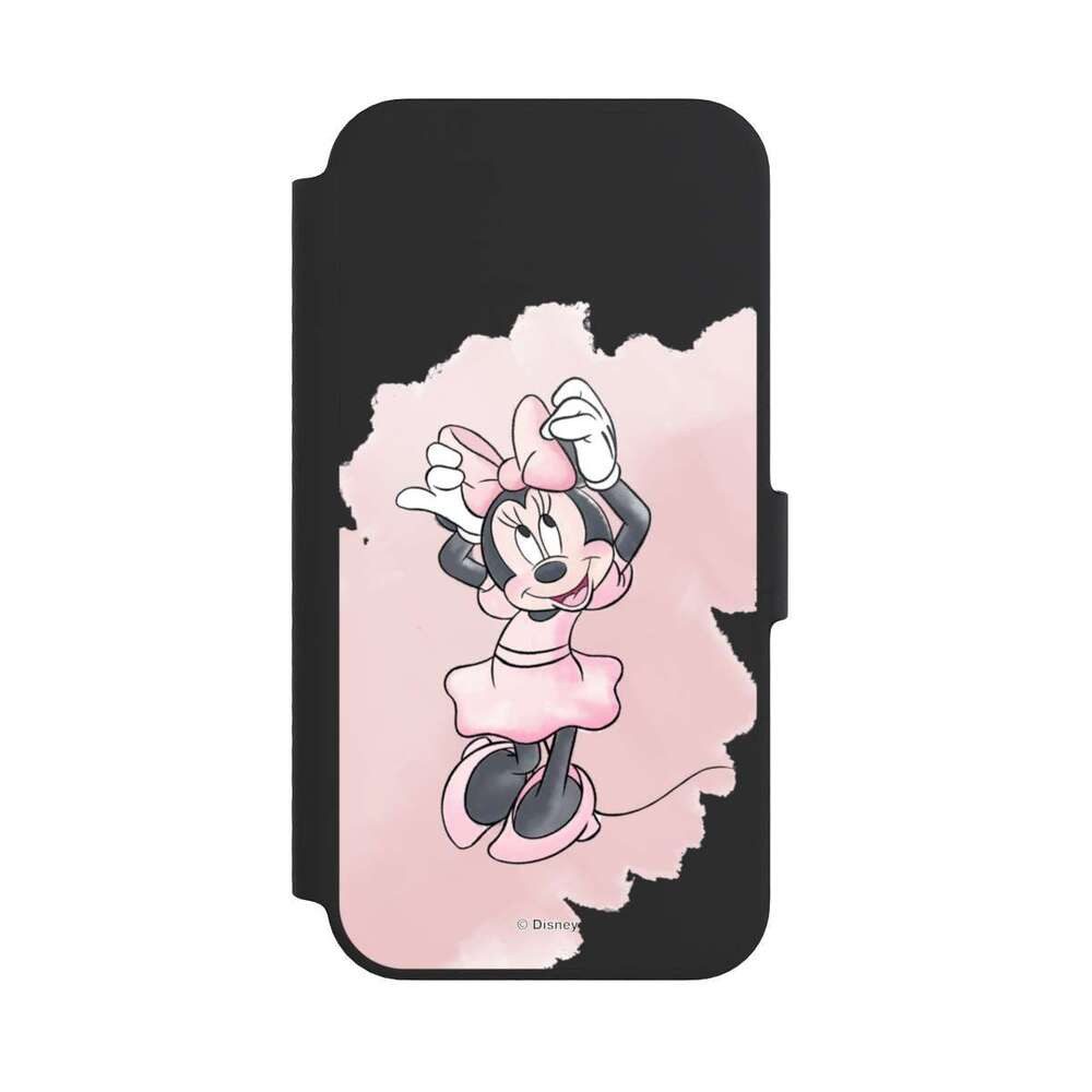 NIVOCASE Handyhülle Disney Motiv ohne Hintergrund Minnie Watercolour transparent, Apple iPhone 14 Klapphülle Handyhülle aus Kunst Leder NIVOflip schwarz