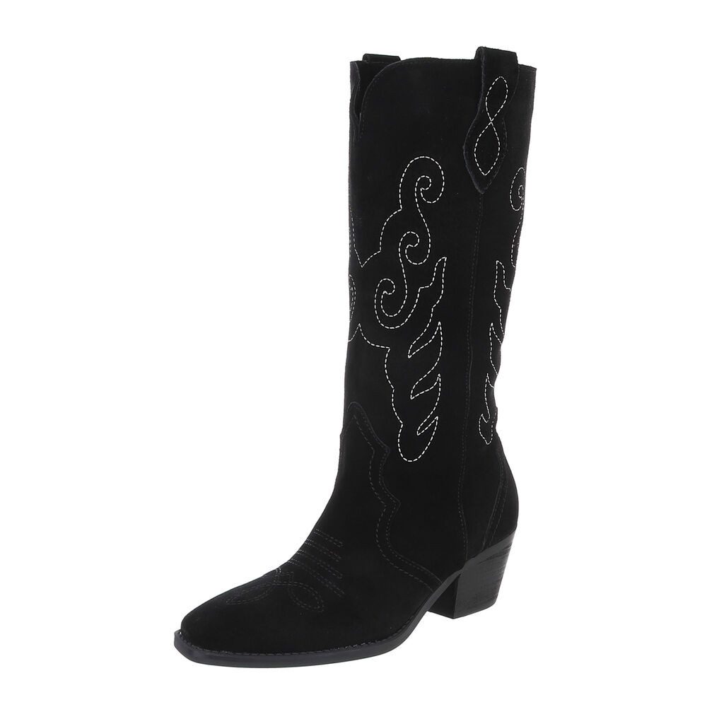 Ital-Design Damen Cowboyboots Western Westernstiefel (87284163) Blockabsatz Western- & Bikerstiefel in Schwarz