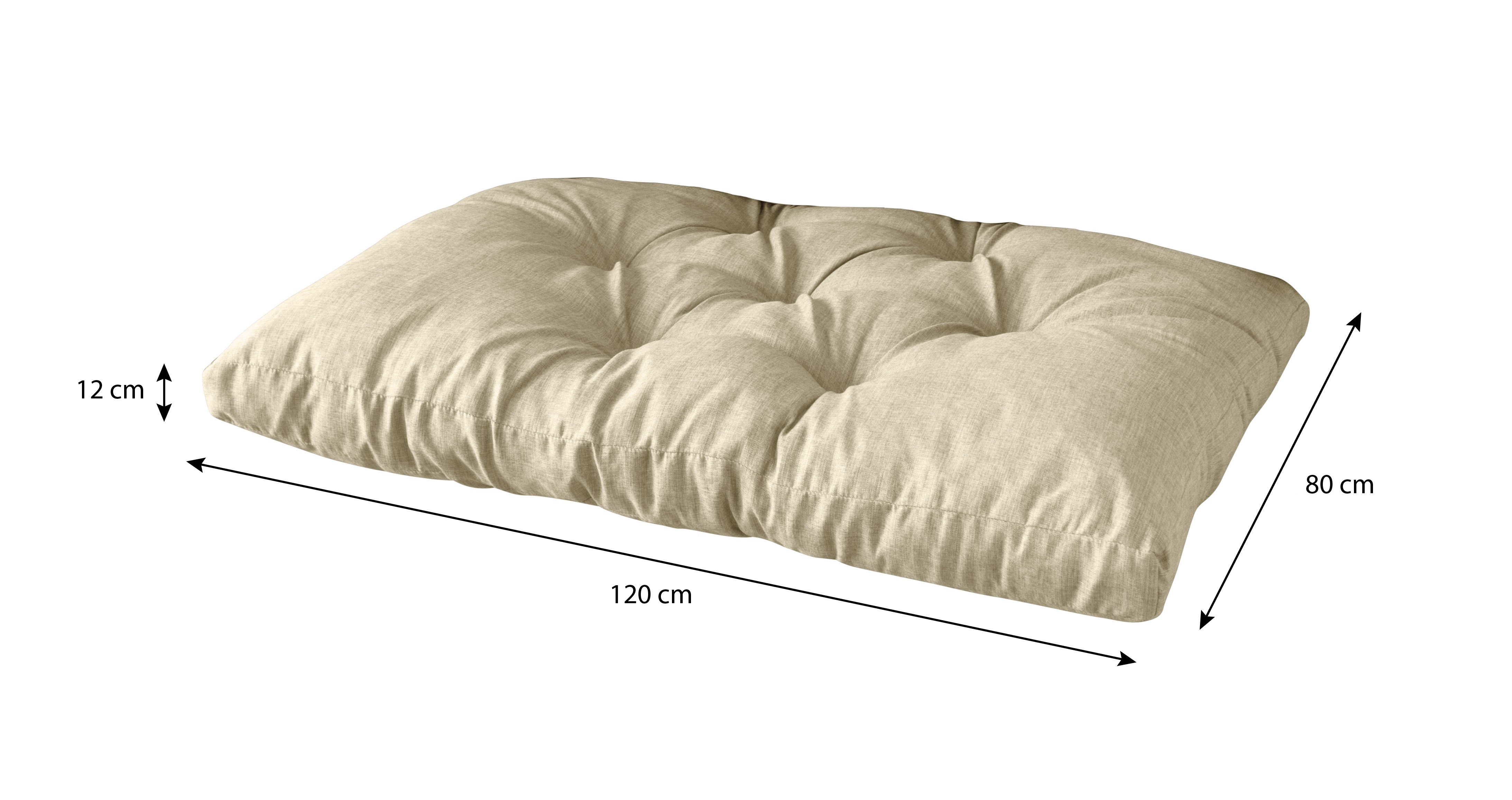 sunnypillow Sitzkissen Palettenkissen gesteppt Sitzkissen 120 x 80 x 12 cm, Cremefarben
