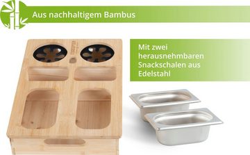 Stagecaptain Tablett CBW-45 NT Couchbar aus nachhaltigem Bambus für Wohnzimmercouch, (praktische Griff-Aussparungen), 7 Staufächer für z. B. Snacks und Getränke sowie Flaschenöffner