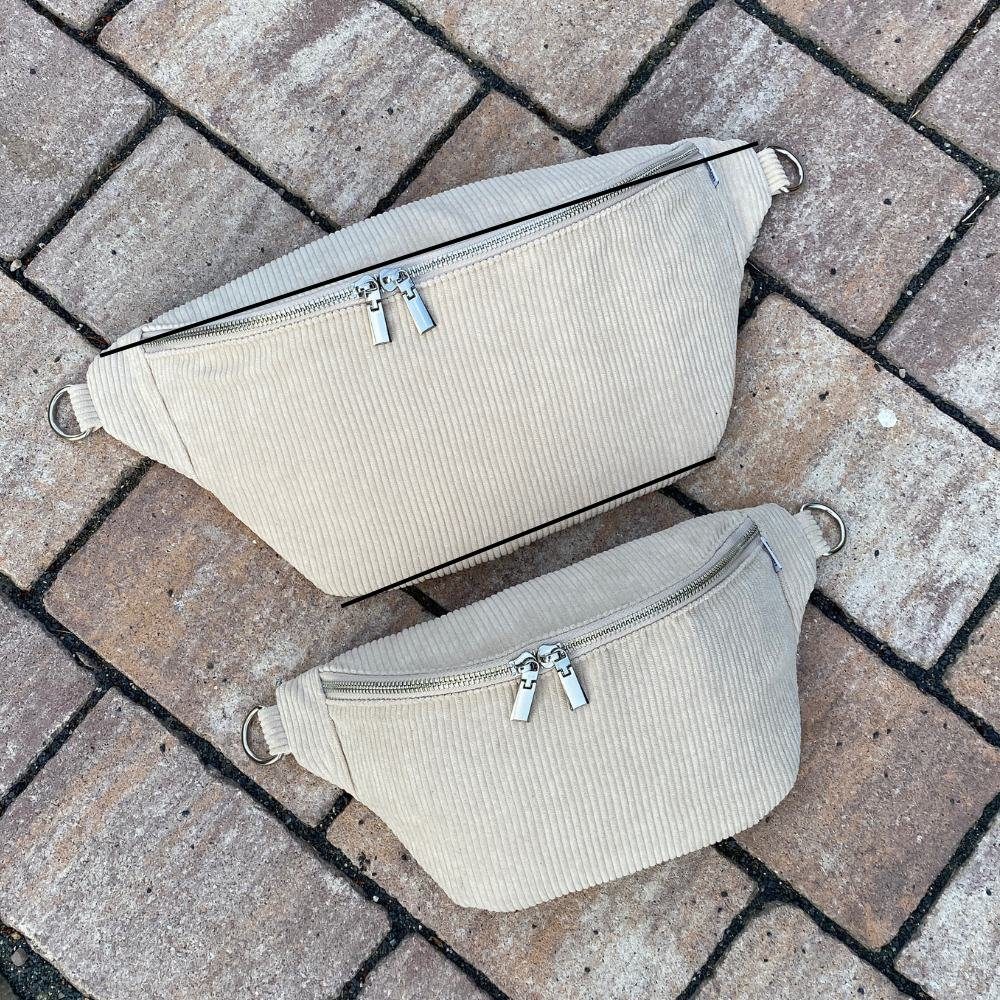 MAONI Bauchtasche Cord Dunkelgrau mit zwei Taschengurten, vegan – Bild 5 von 5