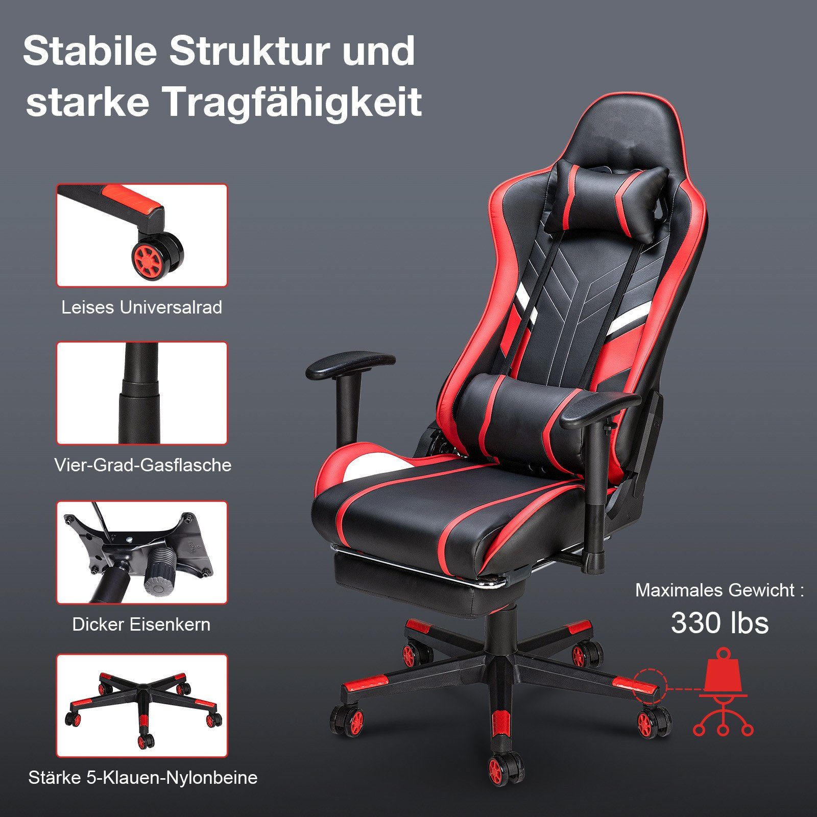 LETGOSPT Gaming Chair Ergonomischer Gaming-Stuhl, Verstellbare