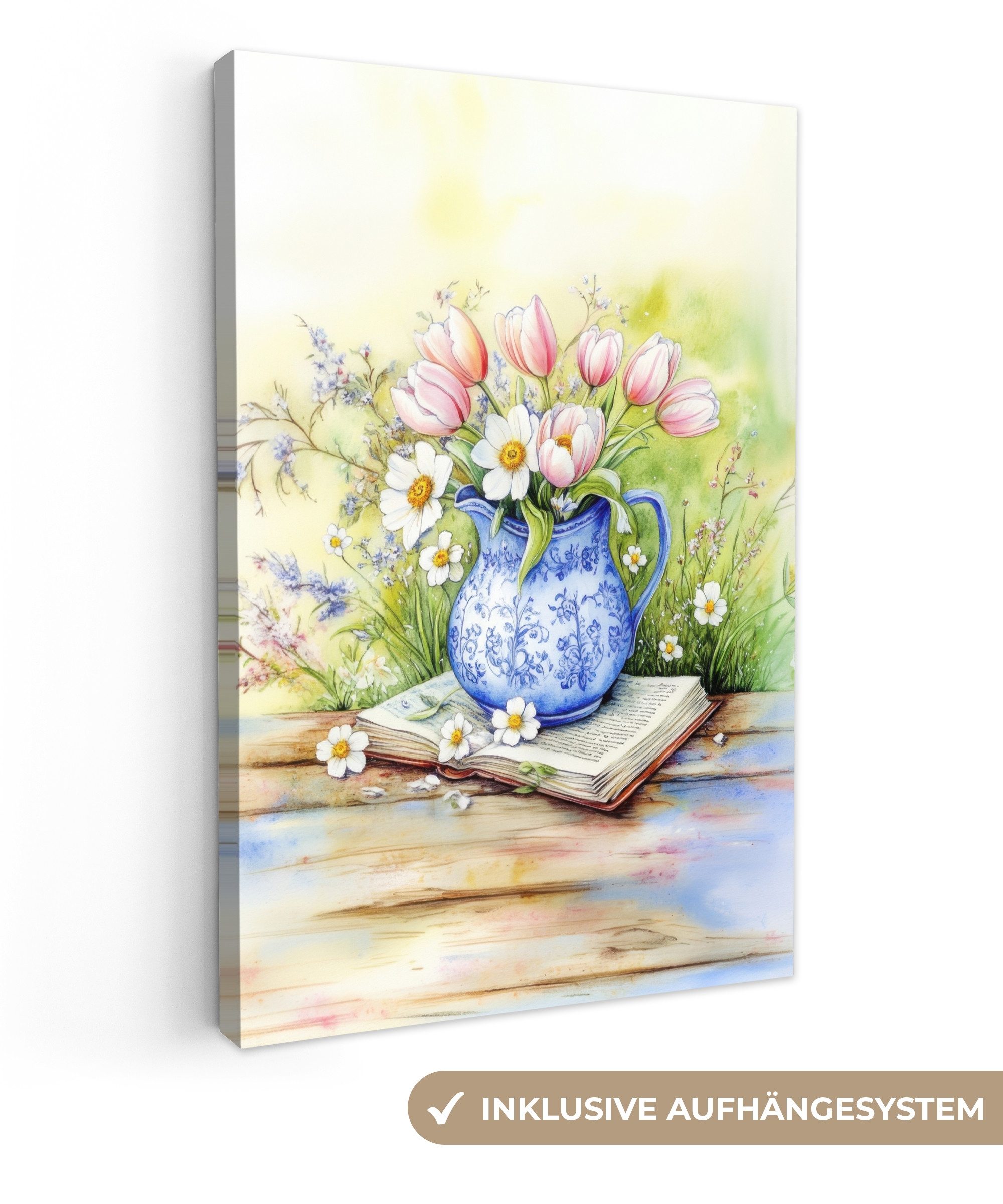 OneMillionCanvasses® Leinwandbild Vase - Delfter Blau günstig online kaufen