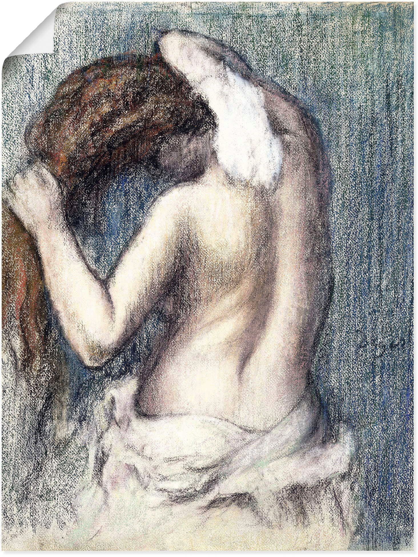 Wandaufkleber oder Wandbild Frau beim Poster in Größen Alubild, Frau Leinwandbild, s'essuyant), St), (Femme Artland (1 als versch. Abtrocknen