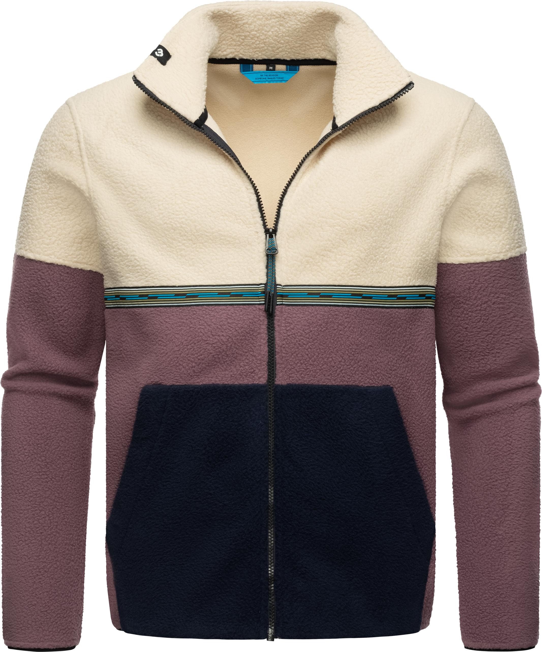 Ragwear Fleecejacke Lonndy Angesagte Herren Plüschjacke mit hohem Kragen