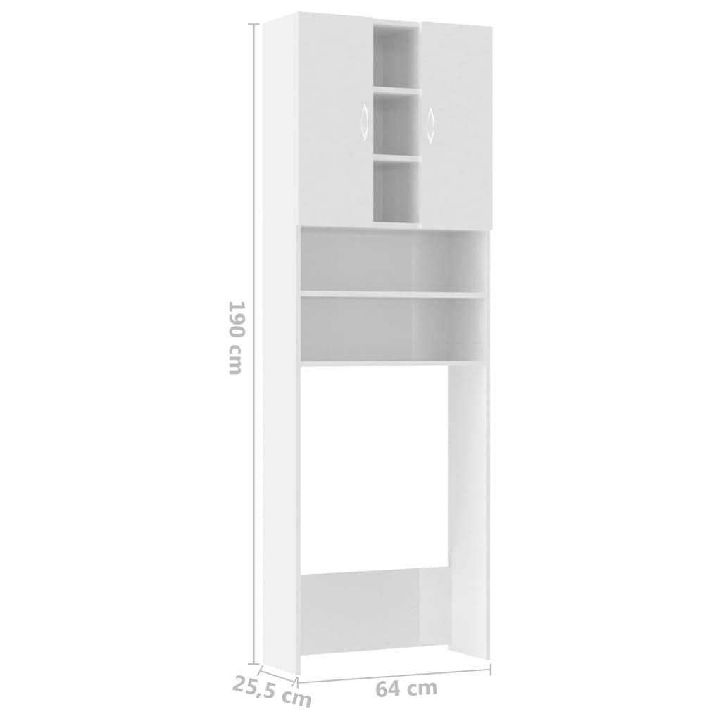 64x25,5x190 cm Hochglanz-Weiß Waschmaschinenumbauschrank Waschmaschinenschrank vidaXL