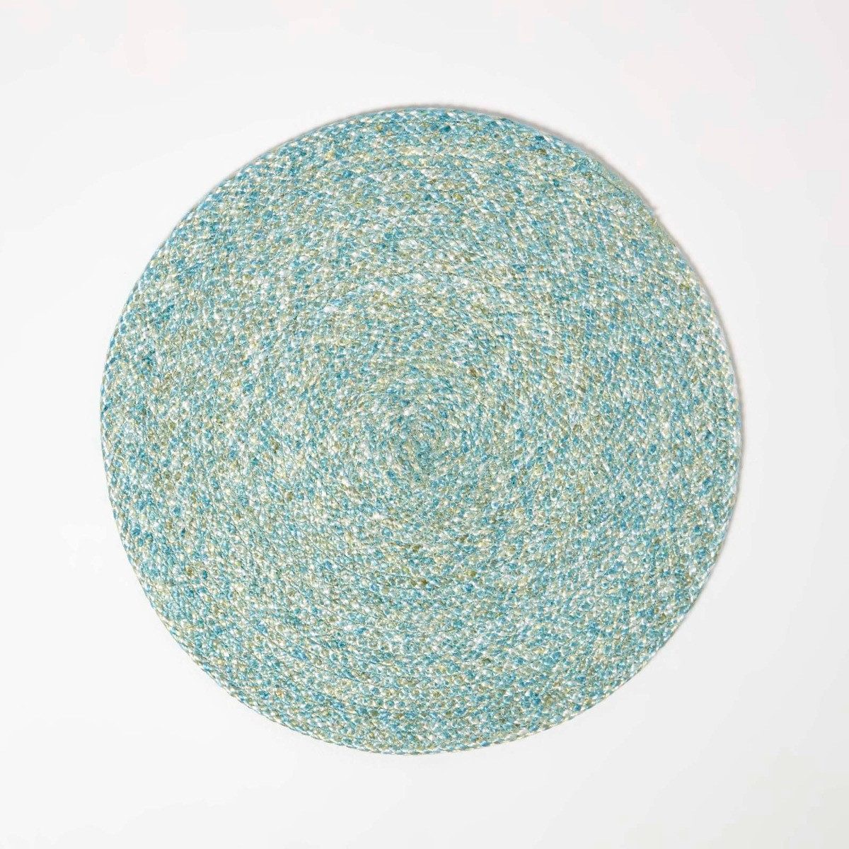 Homescapes Platzset Tischset grün im 4er-Set, 40 cm – 4x Platzset rund gefl günstig online kaufen