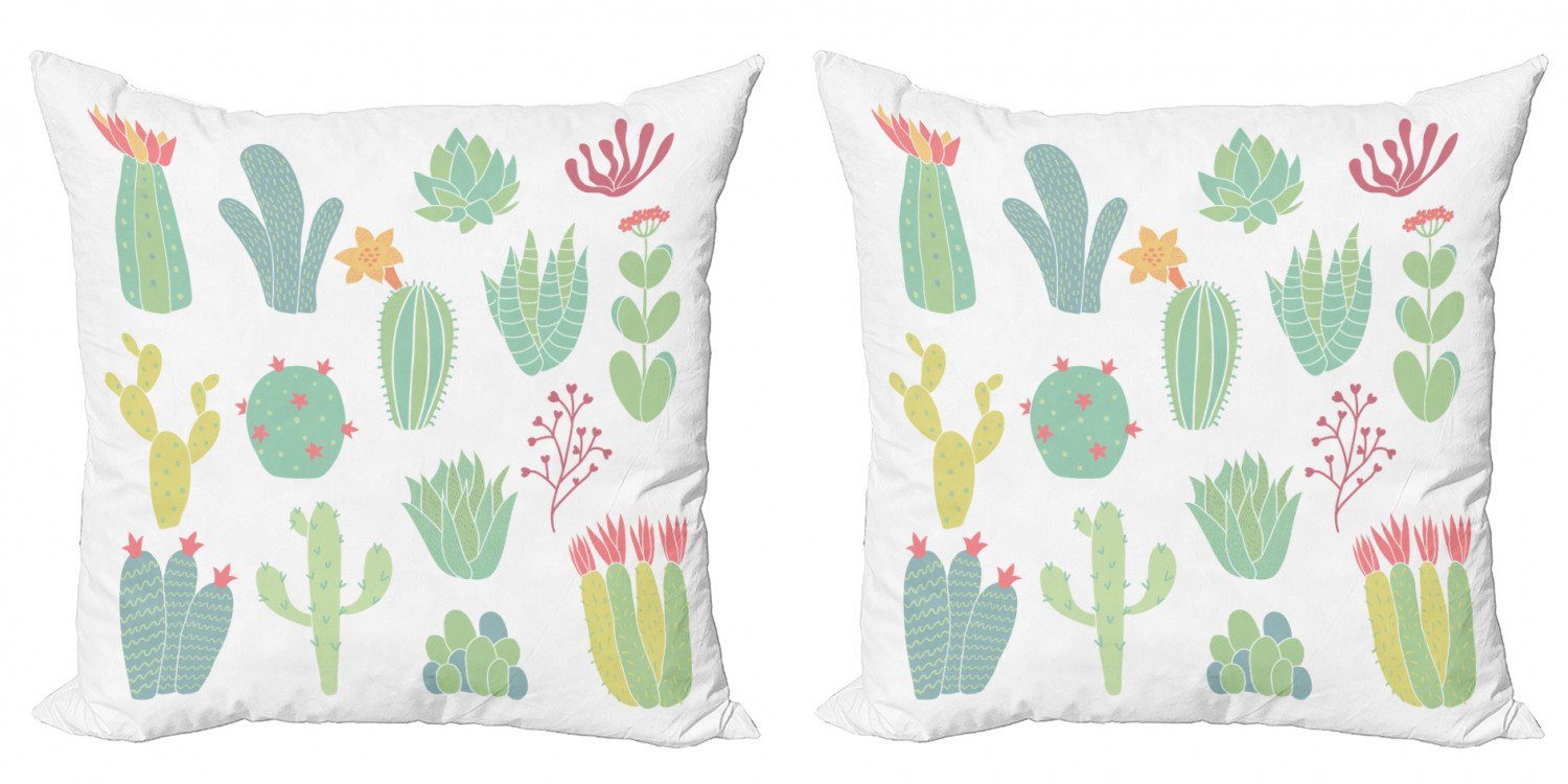 Kissenbezüge Modern Accent Doppelseitiger Digitaldruck, Abakuhaus (2 Stück), Kaktus Hand gezeichnete Art Cacti