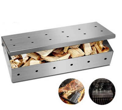 BAYLI Räucherbox Räucherbox aus Edelstahl für BBQ, Smokerbox [22x9,5x4,4cm] mit prakt