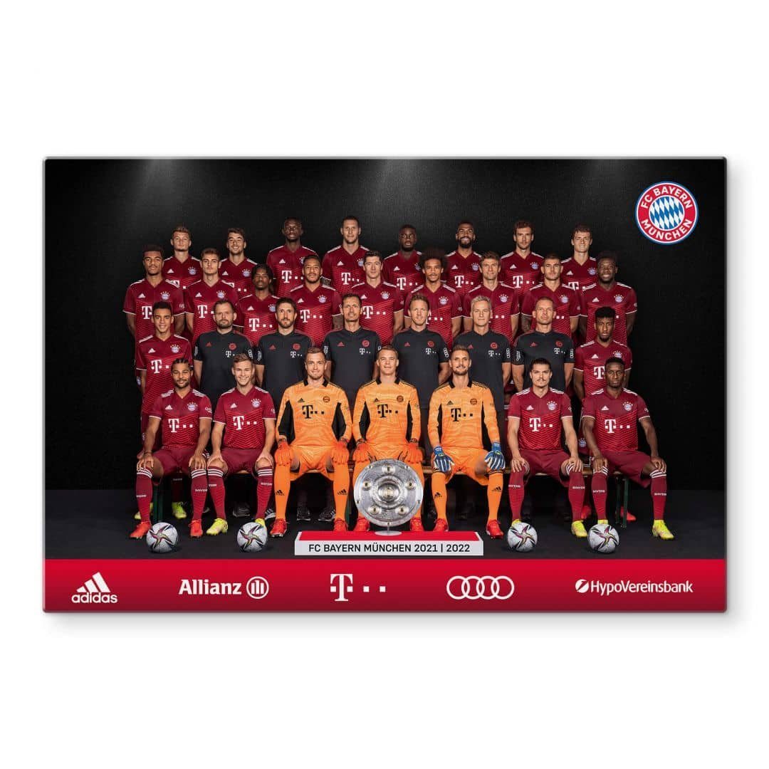 Glasbild Bayern Mannschaftsfoto, Bilder Gemälde Modern FC Bayern Sportverein FC München München Fußball Deko