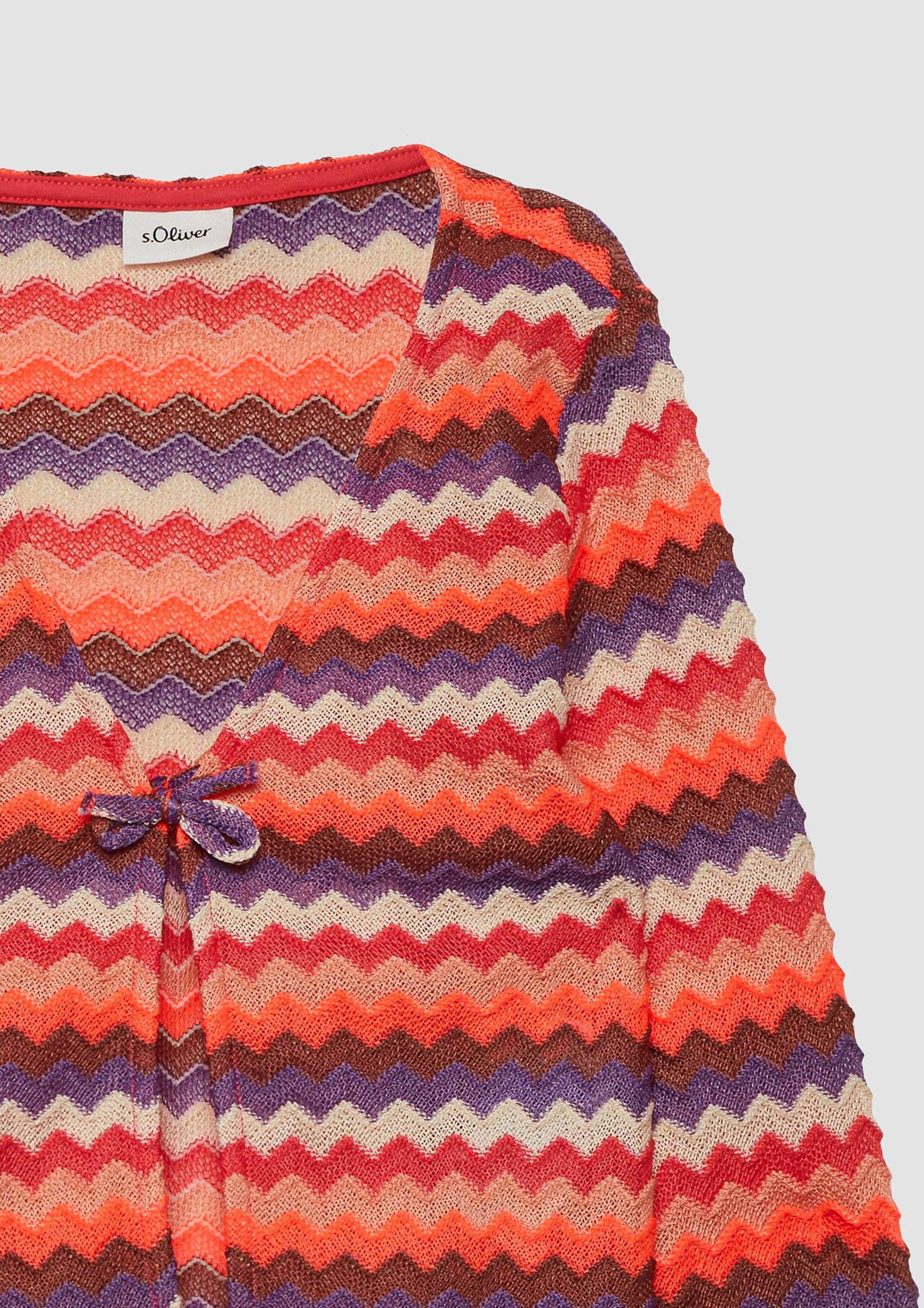 s.Oliver Cardigan Indoor-Jacke Strukturierte Jacke mit Bindeband im Loose Fit – Bild 4 von 4