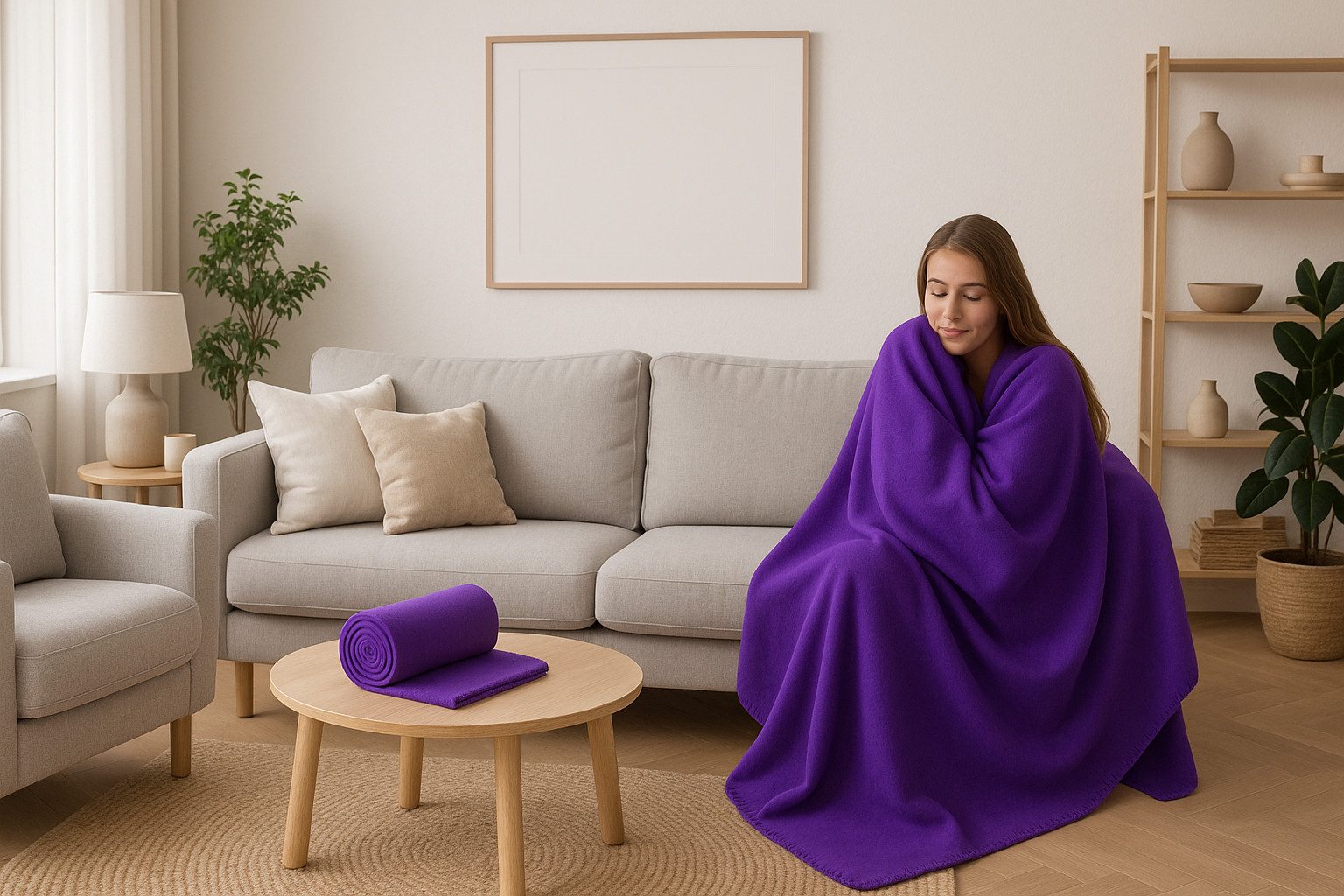 Wohndecke Luxus Fleecedecke Kuscheldecke Größe 130x170 cm Farbe lila, Betz, 180 g/m²