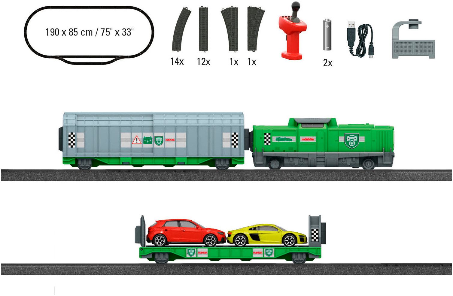 Märklin Spielzeugeisenbahn-Set Märklin my world - Startpackung Autotransport - 29347, Spur H0, (Set)