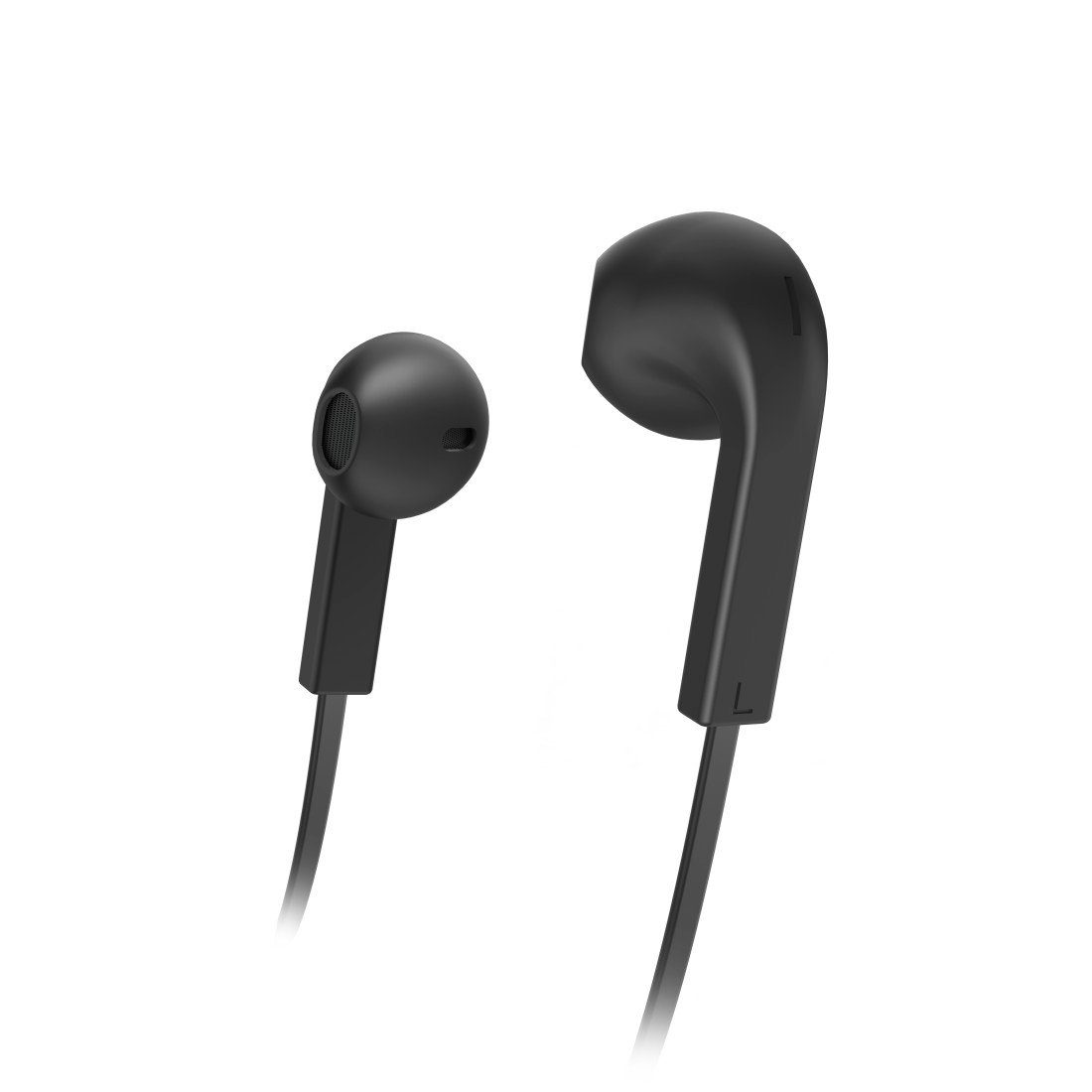 Ear in Mikrofon, Kopfhörer schwarz Earbuds, In-Ear-Kopfhörer "Advance", Hama Flachbandkabel