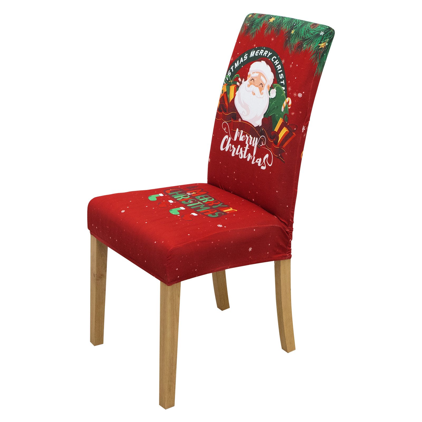 Qelus Stuhlhusse Stuhlhusse Stretch Stuhlhussen Weihnachtsmann Druck 2er/4e günstig online kaufen