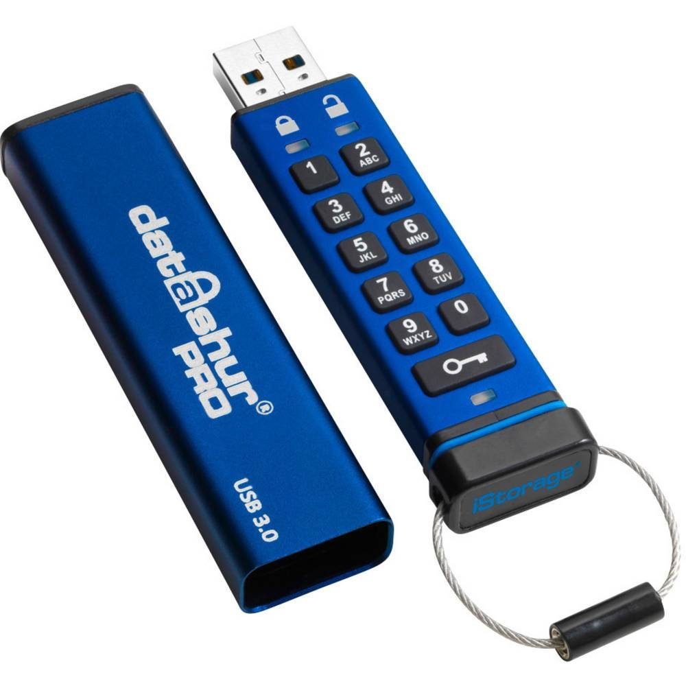 iStorage USB-Stick datAshur Pro USB3 256-bit 16GB USB 3.0 IS-FL-DA3-256-16 USB-Stick (256-Bit AES Verschlüsselung, Wasserdicht)