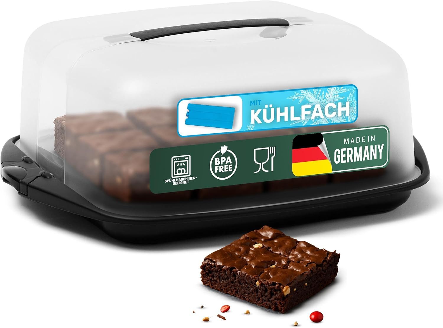 Novaliv Aufbewahrungsbox 31152-2x, Novaliv 2x Kuchen-Transportbox (Rechteckig 38 x 33 x 15 cm), Aufbewahr
