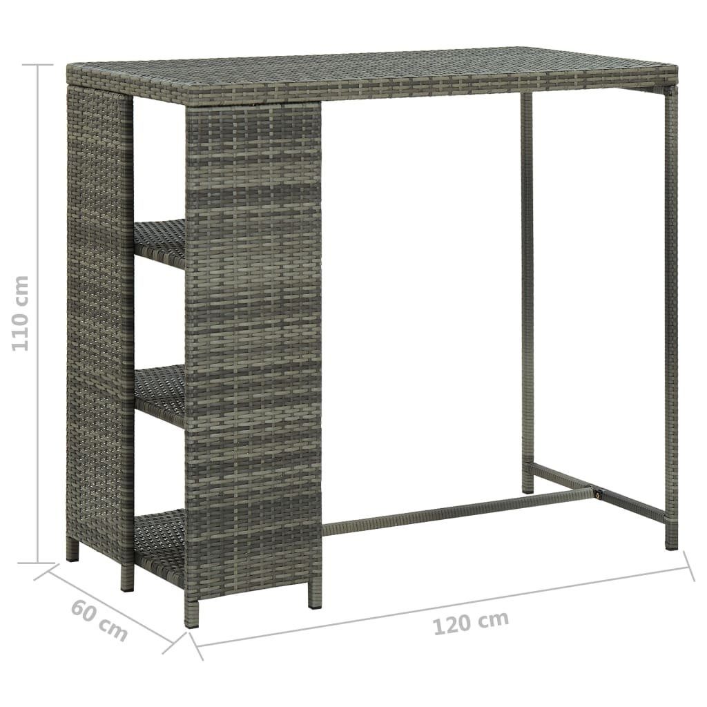 Esstisch 3004523 Grau (LxBxH: aus möbelando in PE-Rattan, cm), 120x60x110 Stahl