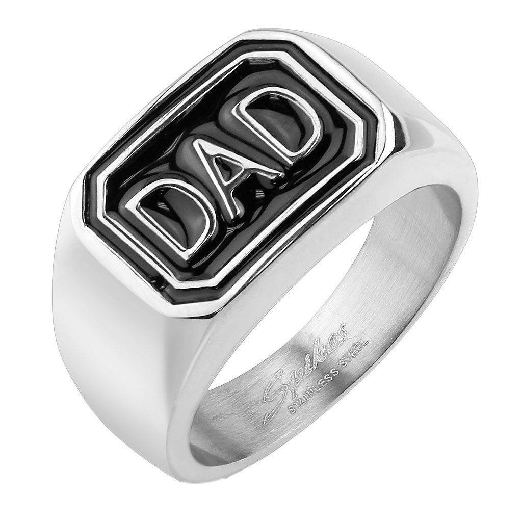 Fingerring Siegelring Biker Ring Edelstahl Silber 3D Dad Vater Größe 65 (20.7)
