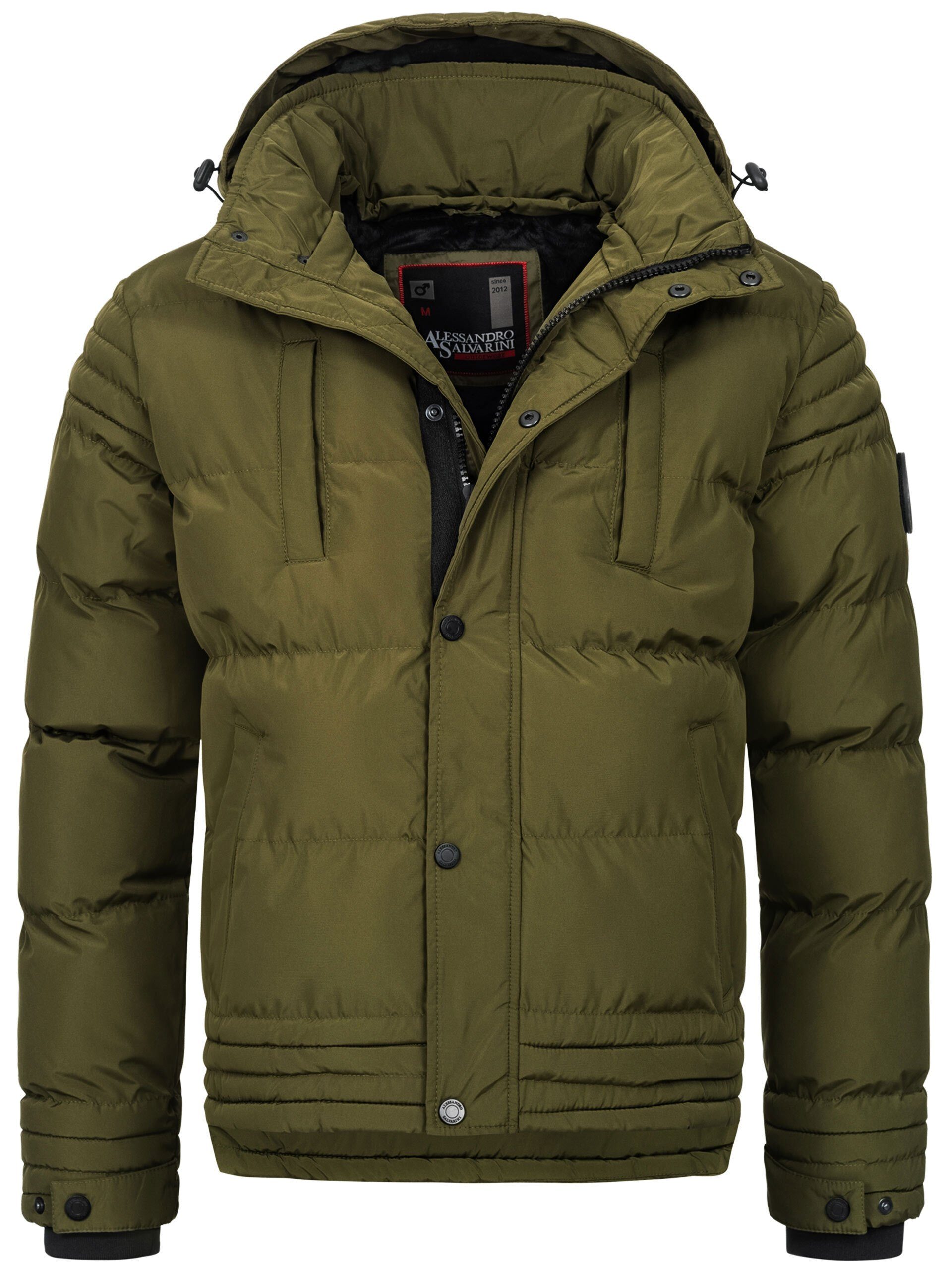 warmem Alessandro Teddyfell Salvarini mit abnehmbarer Dark und ASFabiano Kapuze Olive Winterjacke