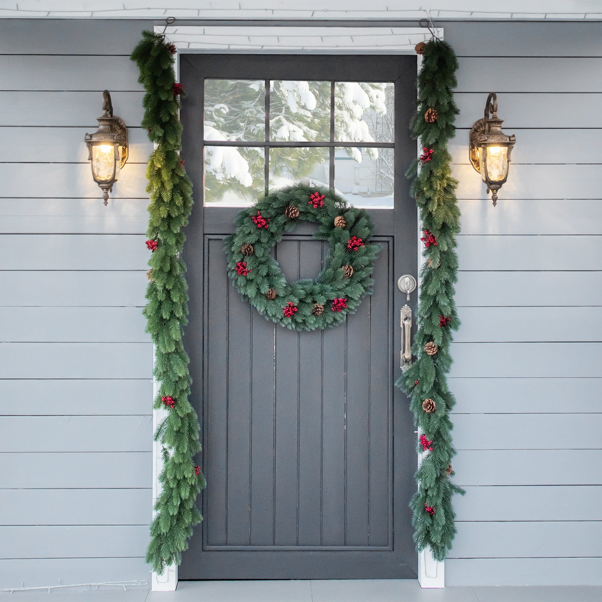 HOMCOM Adventskranz Weihnachtskranz mit Schmuck