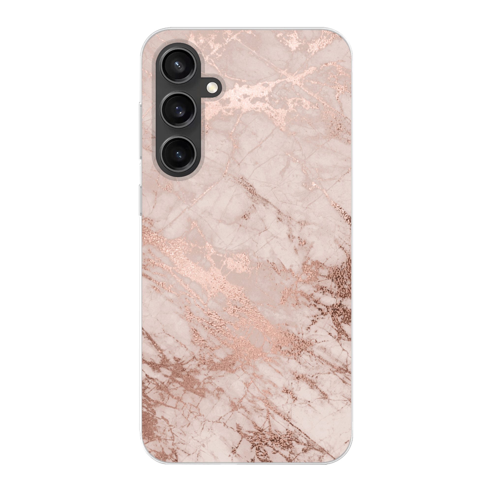MuchoWow Handyhülle für Samsung Galaxy S23 FE Marmor - Rosa - Luxus - Marmoroptik - Glitze