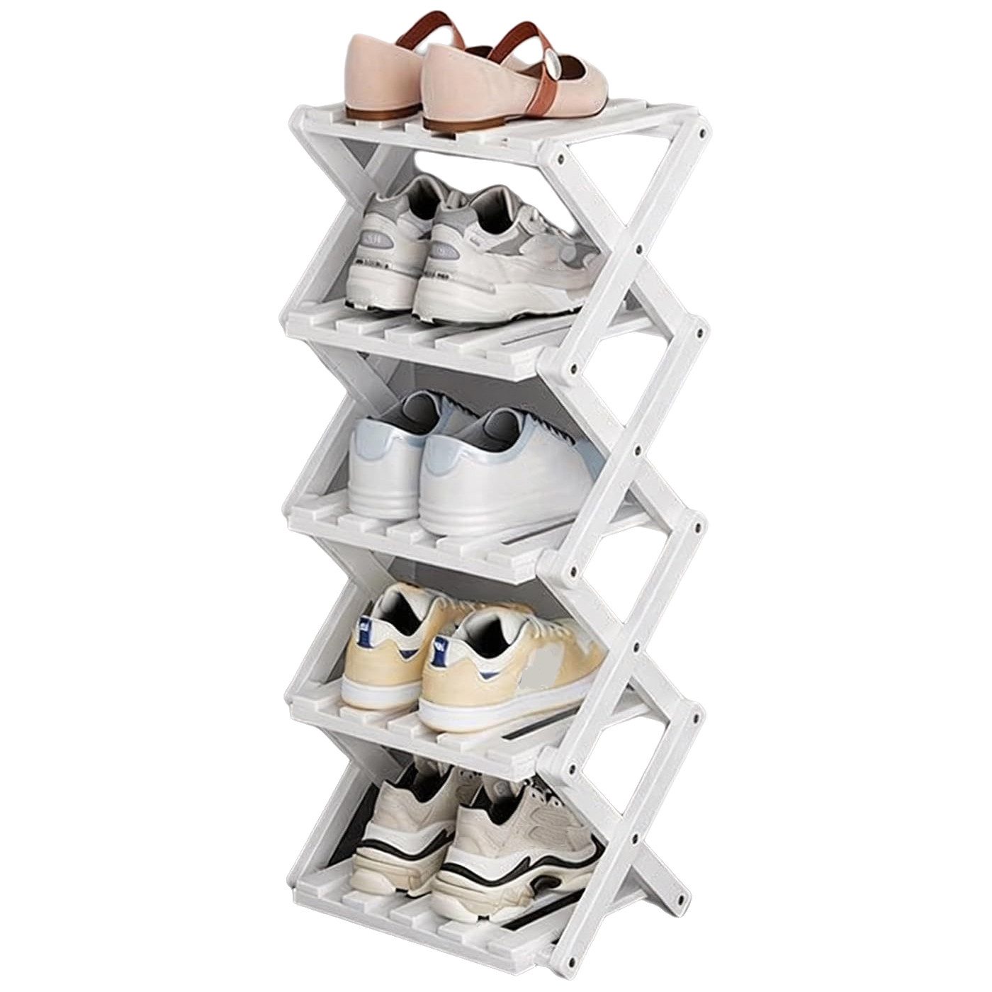 Zyronn Schuhregal Bambus Schuhregal – Faltbarer & freistehender Schuhorganizer, 1-tlg., ohne Montage für Flur, Schlafzimmer & Wohnzimmer