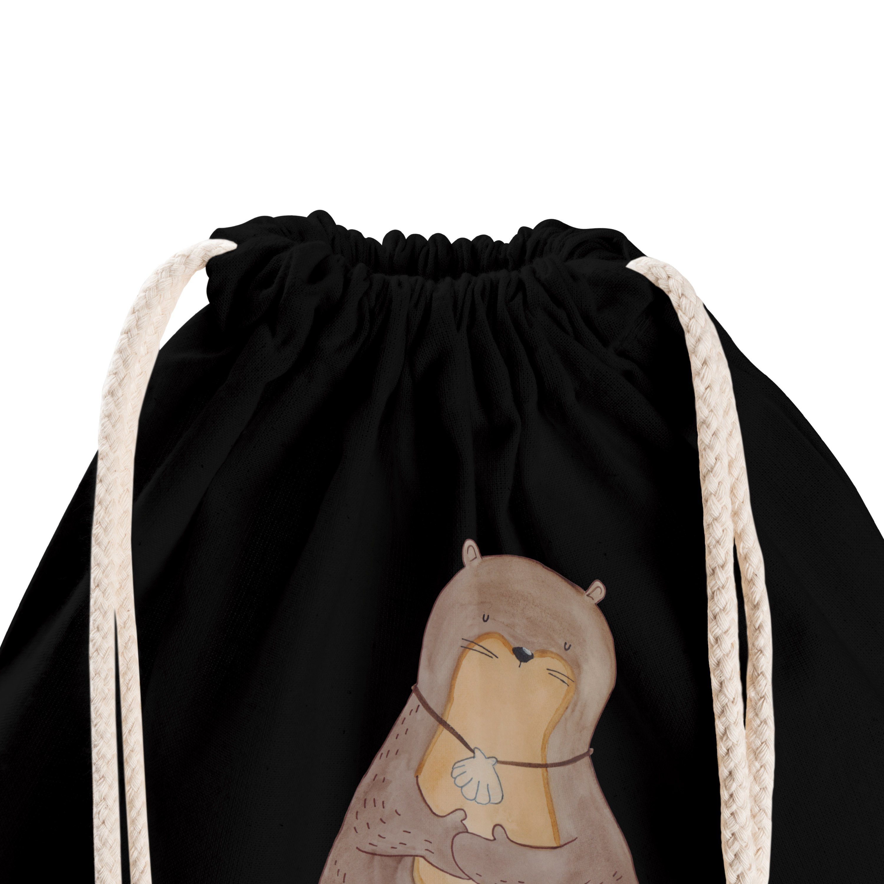 Sporttasche (1-tlg) - Geschenk, Motiva süß, & träumen, Muschelmedaillon Schwarz Mrs. Panda Mr. Otter - mit