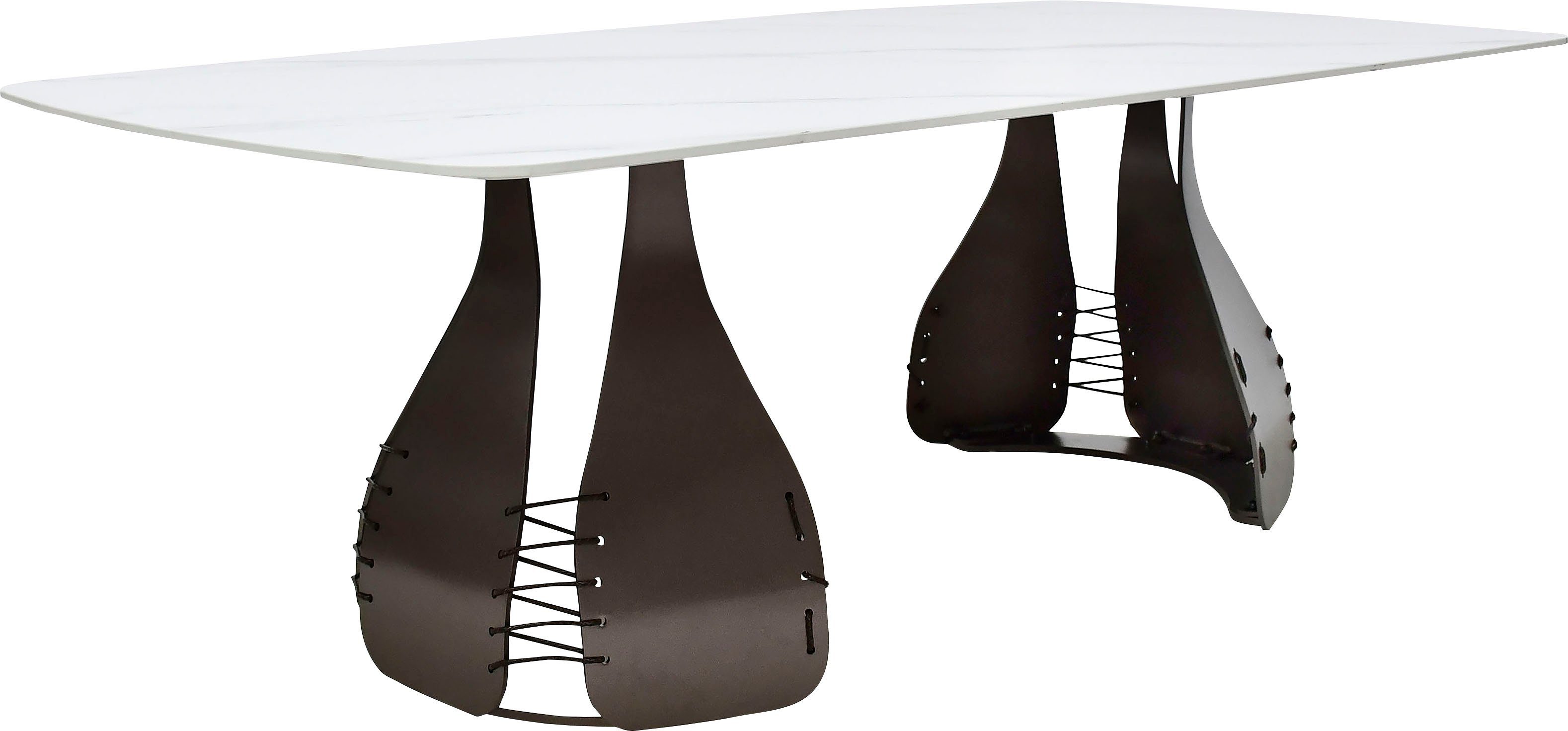 Leonique Esstisch Indiana, Esstisch, rechteckig, bronzefarbene Beine, Keramik, Marmoroptik