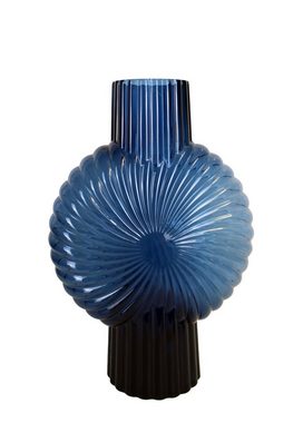 Cosy Home Ideas Tischvase Tischvase bauchig gerillt blau mundgeblasen, handgefertigte Premium Qualität, ausfallene Form