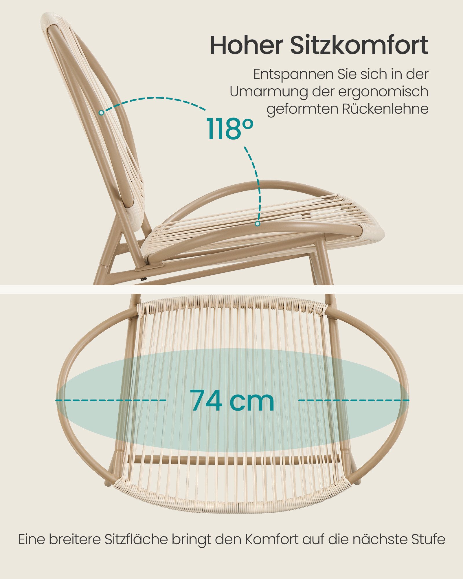 SONGMICS Gartenlounge-Set, (3-tlg., 2 Stühle, 1 Beistelltisch), Balkonmöbel, Gartenmöbel-Set, aus PE-Polyrattan, Outdoor