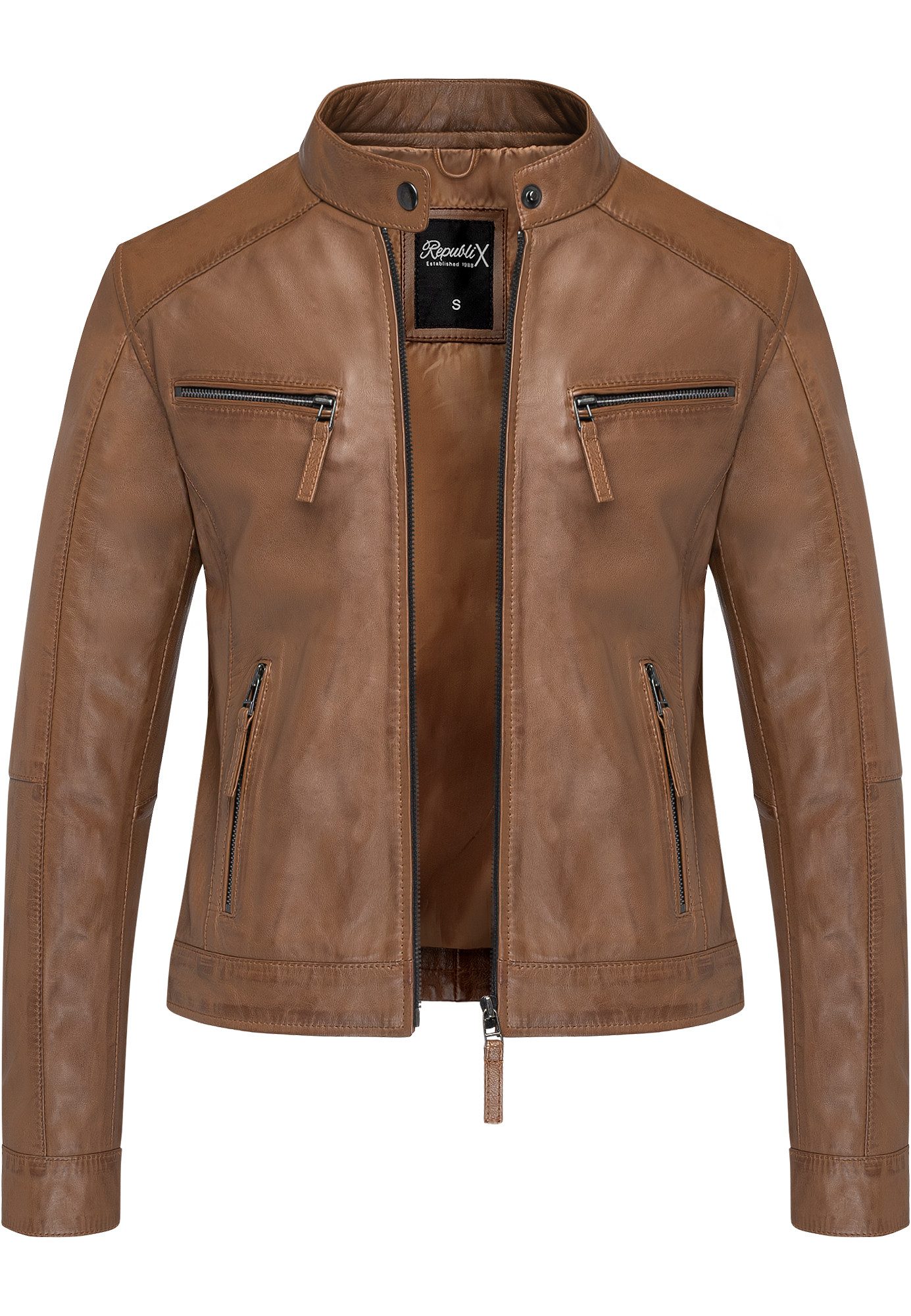 REPUBLIX Lederjacke WINONA Echtleder Damen Biker Zipper Jacke günstig online kaufen