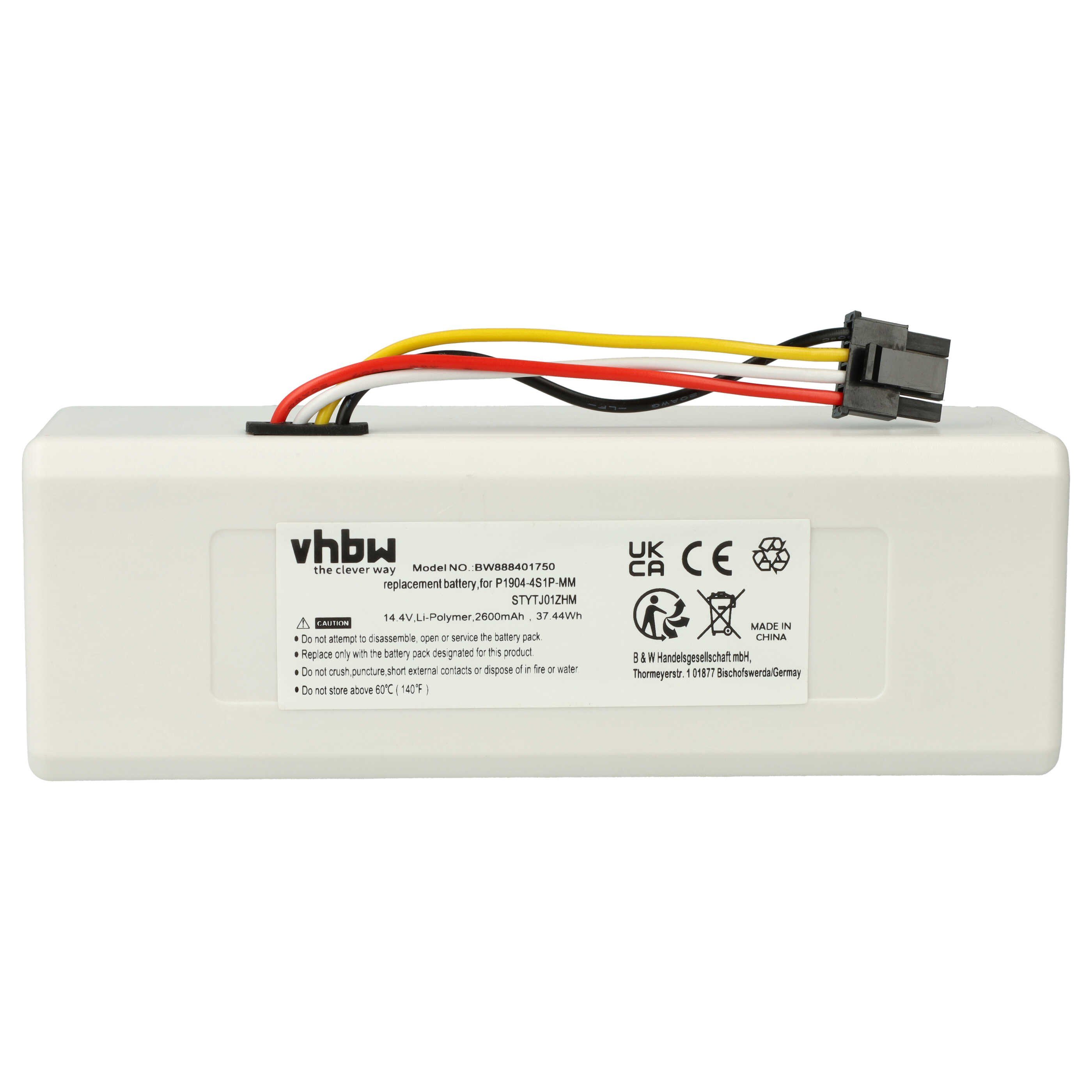 vhbw Akku passend für Xiaomi Dreame Bot L10 Pro RLS5L, Bot L10s Ultra Gen2 Staubsauger-Akku Akku Li-Ion 2600 mAh (14,4 V), Leistungsfähiger Austausch-Akku für Ihren Saugroboter