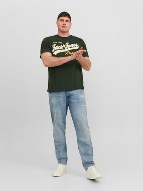 Jack & Jones T-Shirt 2-er Set Logo T-Shirt Kurzarm Shirt Übergröße JJELOGO (2-tlg) 5653 in Grau-Grün