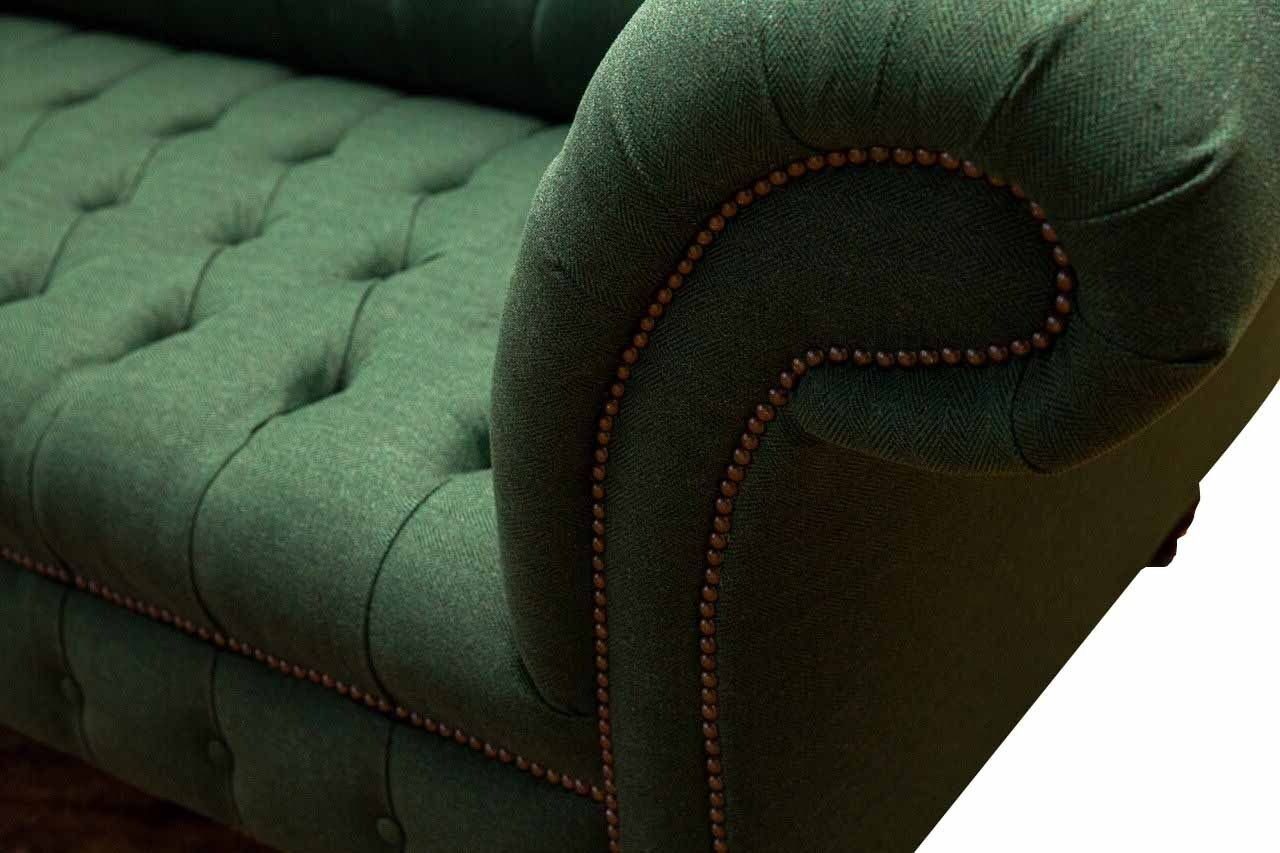 JVmoebel Sofa Chesterfield Sofa 2 Textil, Polster Grün Sofas in Stoffsofas Sitzer Luxus Made Europe