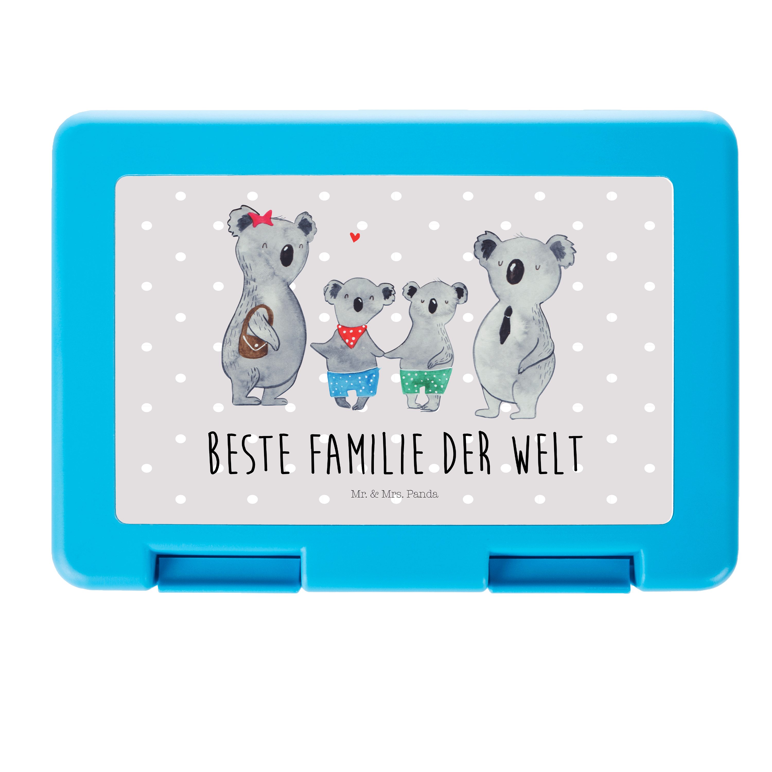 Mr. & Mrs. Panda Butterdose Koala Familie zwei - Grau Pastell - Geschenk, Koalabär, Lieblingsfami, Premium Kunststoff, (1-tlg)