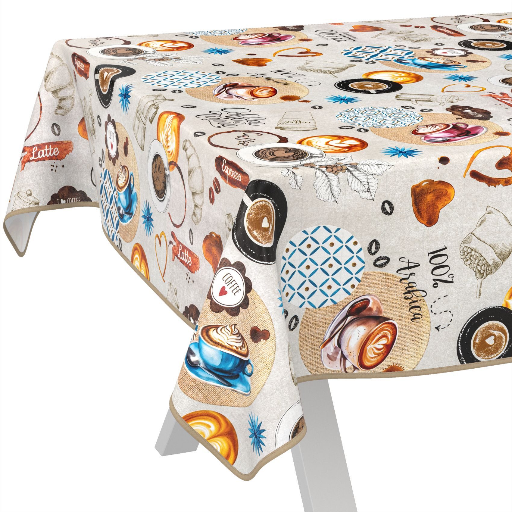 ANRO Tischdecke Wachstuch abwaschbar Coffee Time Tischwäsche (Einzelstück 1 günstig online kaufen