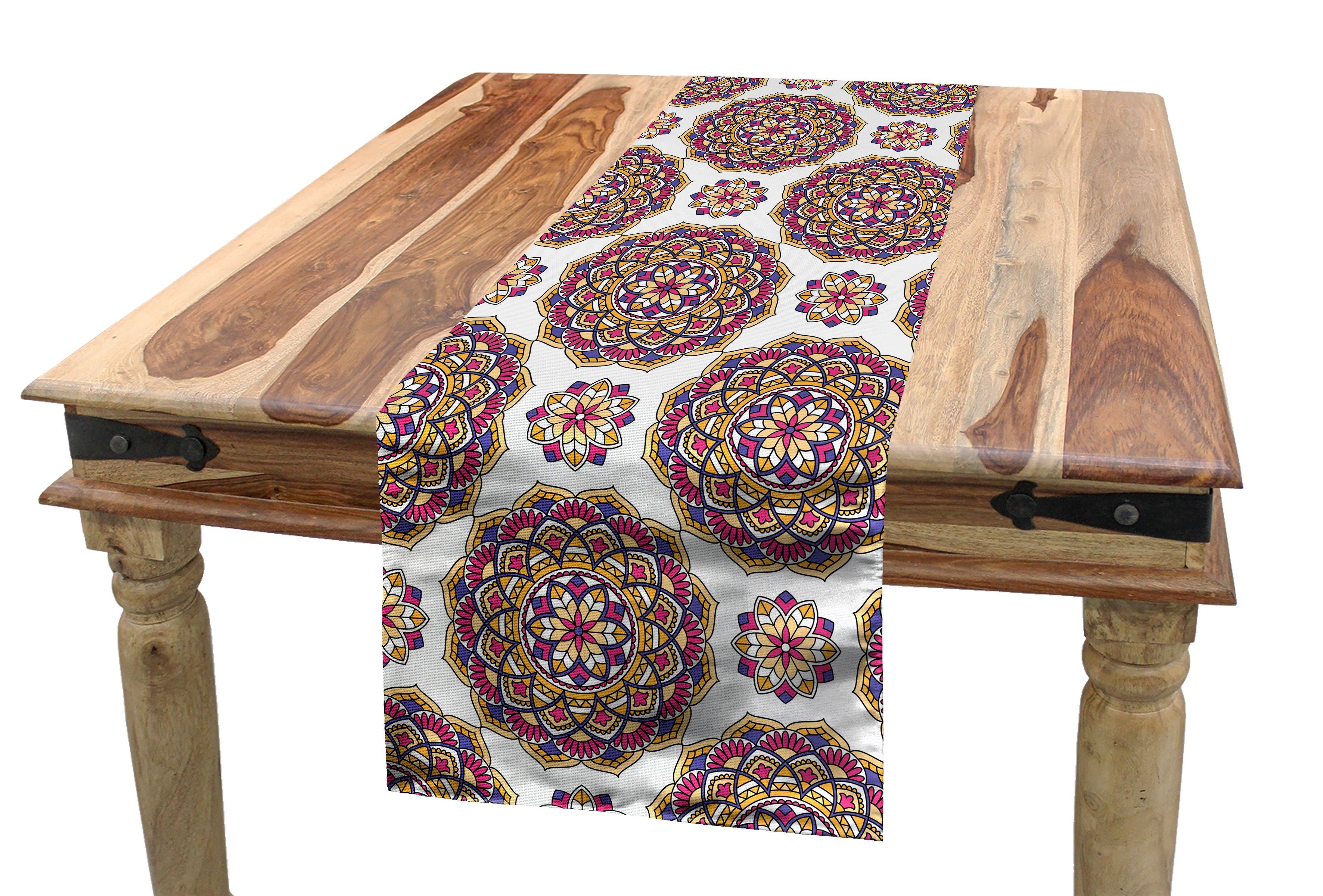 orientalisch Mandala-Blumen-Muster Dekorativer Abakuhaus Rechteckiger Tischläufer, Esszimmer Tischläufer Küche