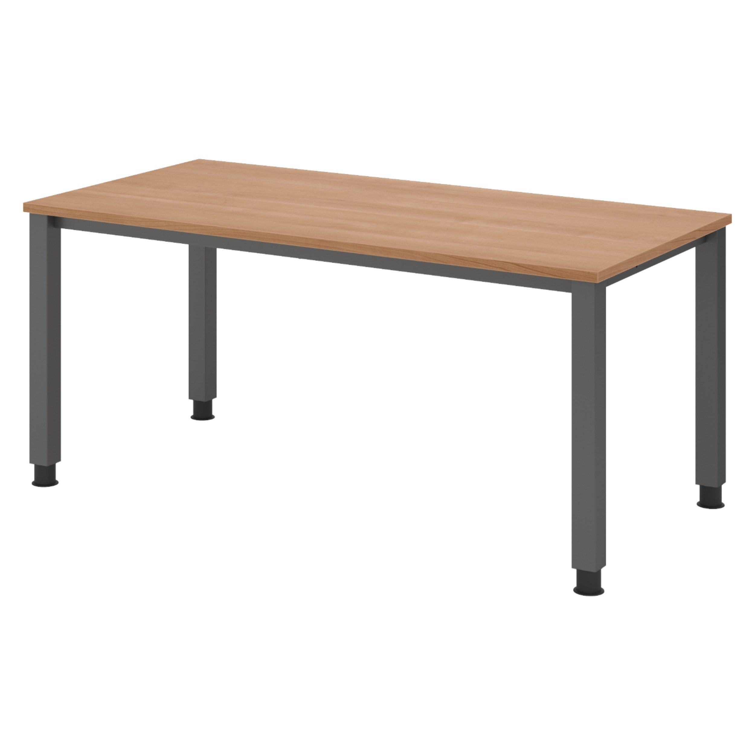 bümö Schreibtisch Q-Serie, Gestell: graphit, Rechteck: 160 x 80 cm - Dekor: Nussbaum