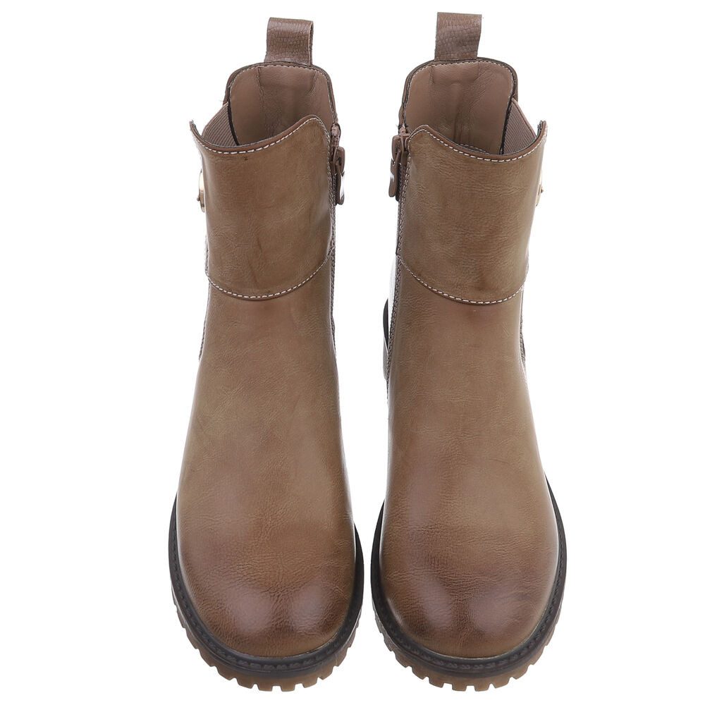 Ital-Design Stylischer Damen-Stiefel mit Komfort und eleganten Details Chelseaboots (90482586) Blockabsatz Stiefeletten in Hellbraun – Bild 4 von 5