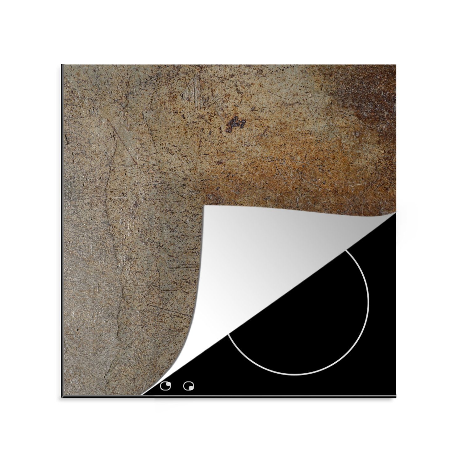 MuchoWow Herdblende-/Abdeckplatte Beton - Rost - Schwarz, Vinyl, (1 tlg), 78x78 cm, Ceranfeldabdeckung, Arbeitsplatte für küche