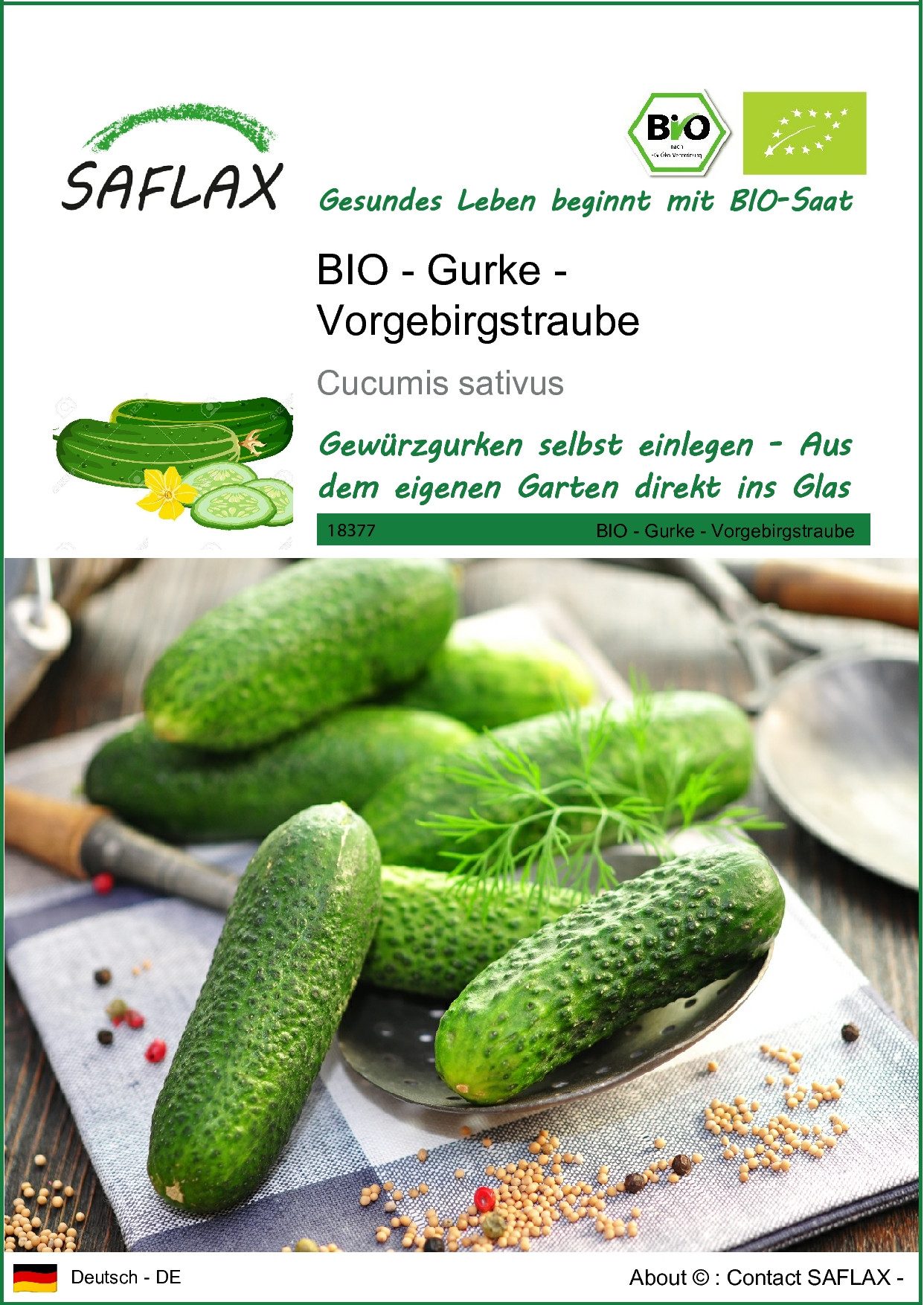 Gemüsesamen SAFLAX - Samen - BIO - Gurke - Vorgebirgstraube