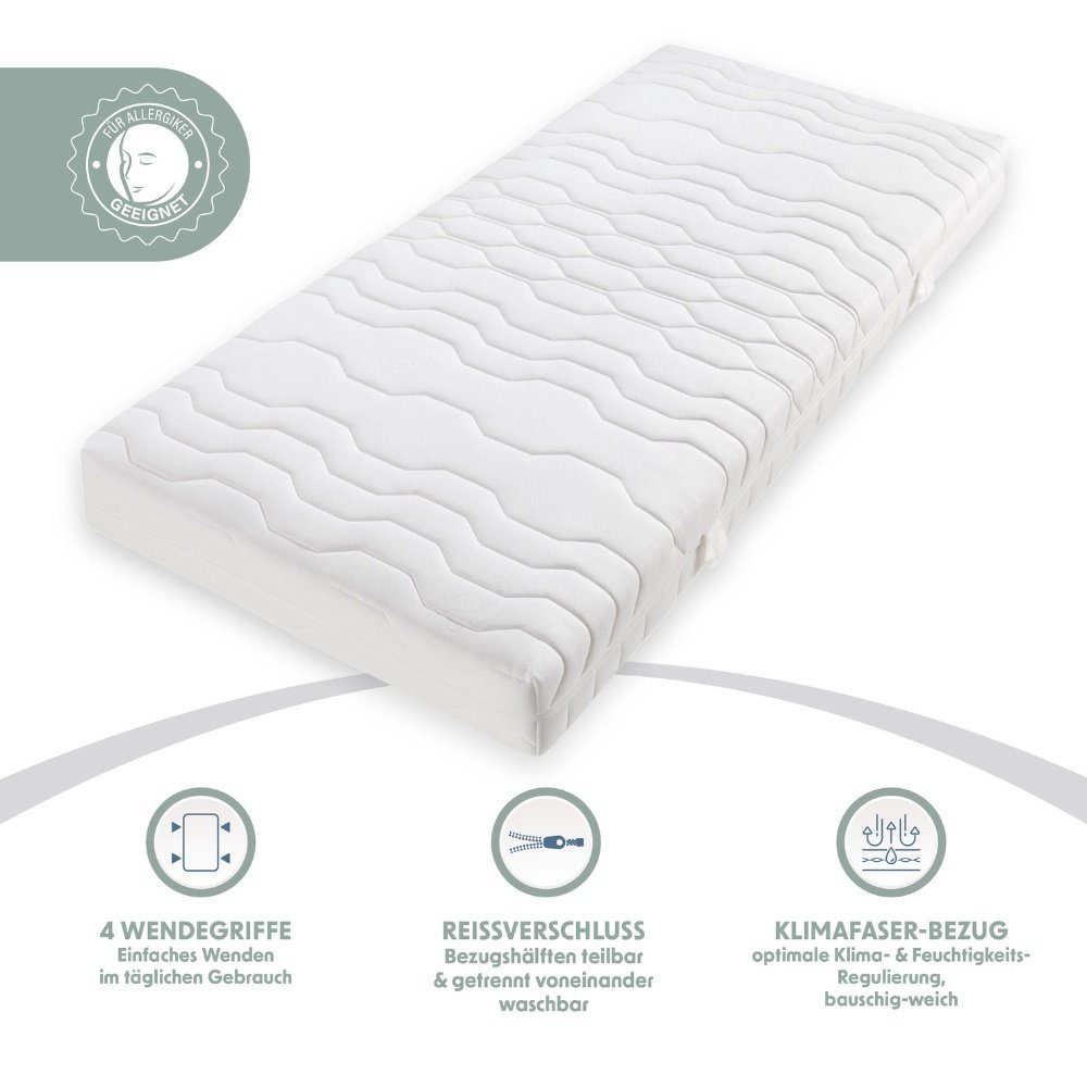 Taschenfederkernmatratze TOUCH – Made in Germany – Größenauswahl, HOME DELUXE, 20 cm hoch, 7 Liegezonen in 90x200, 140x200 & in weiteren Größen – Bild 2 von 5