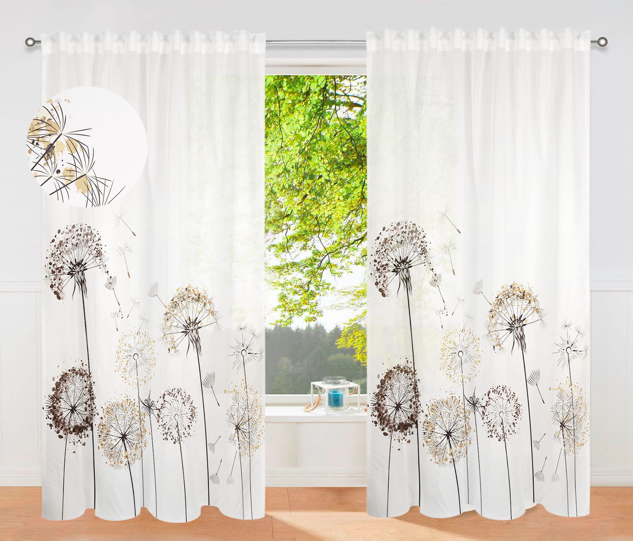 OTTO home Gardine Nannette (1 St), Multifunktionsband, halbtransparent, Polyester, halbtransparent, gemustert, pflegeleicht, verschiedene Größen